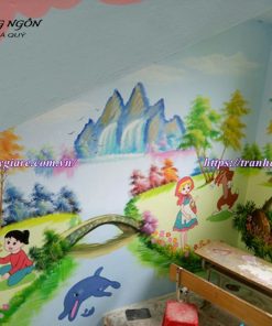 vẽ tranh tường trường tiểu học