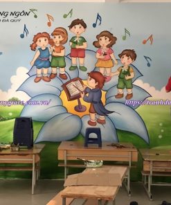 vẽ tranh tường trường tiểu học