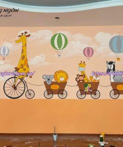 vẽ tranh tường trường tiểu học